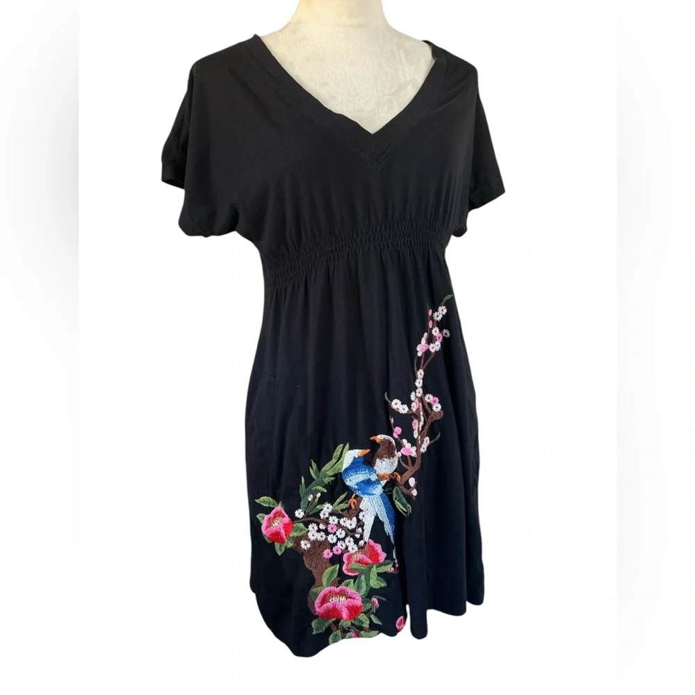 JOHNNY WAS LA Osaka knit embroidered shirt dress size Large - Picture 2 of 13